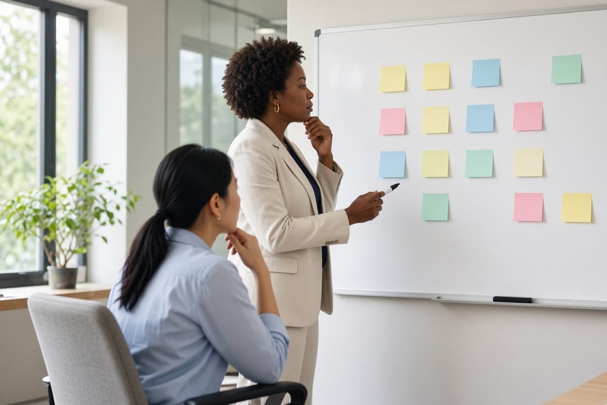 HR strategist mapping a year of benefits messages on a whiteboard