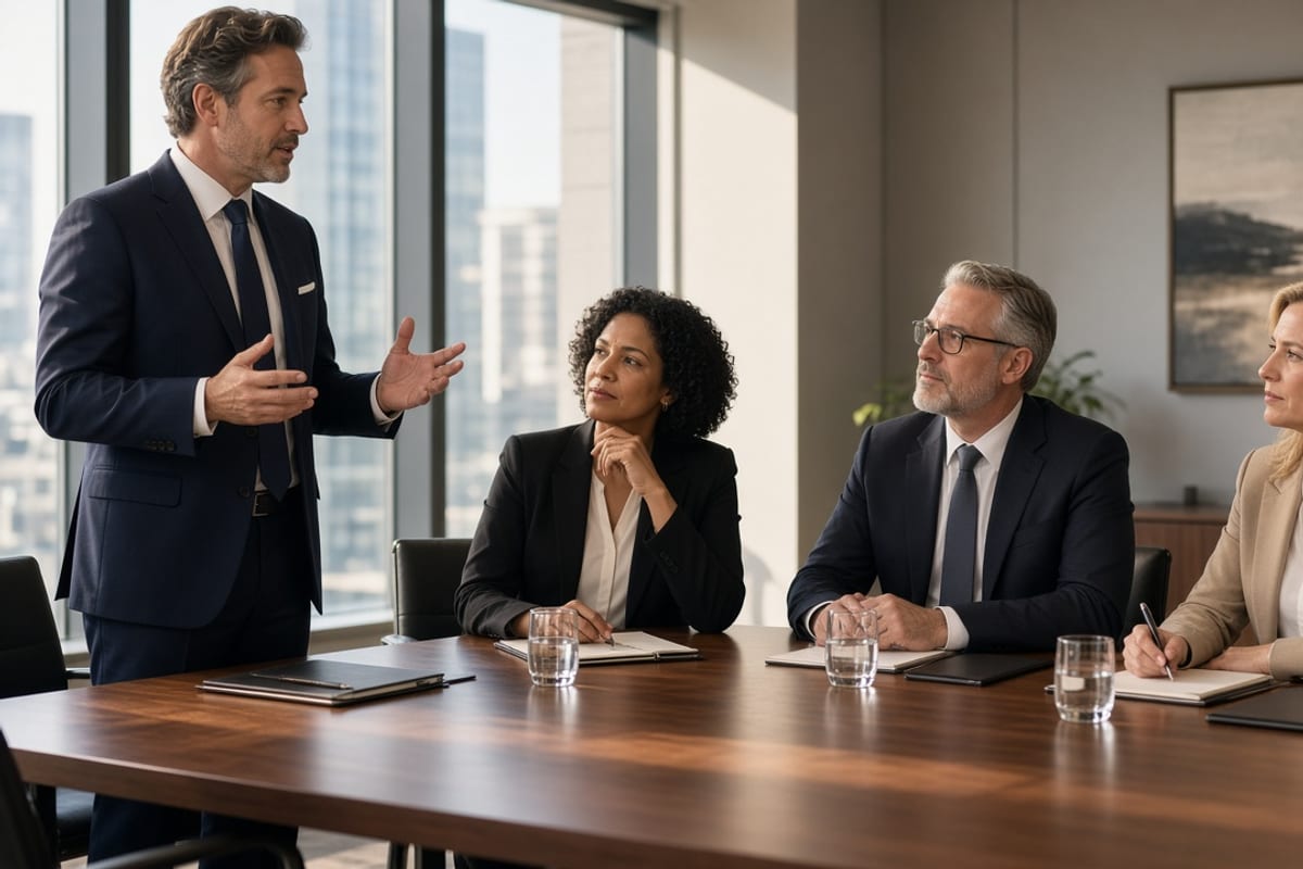 Broker presenting as a finalist to a seated client panel