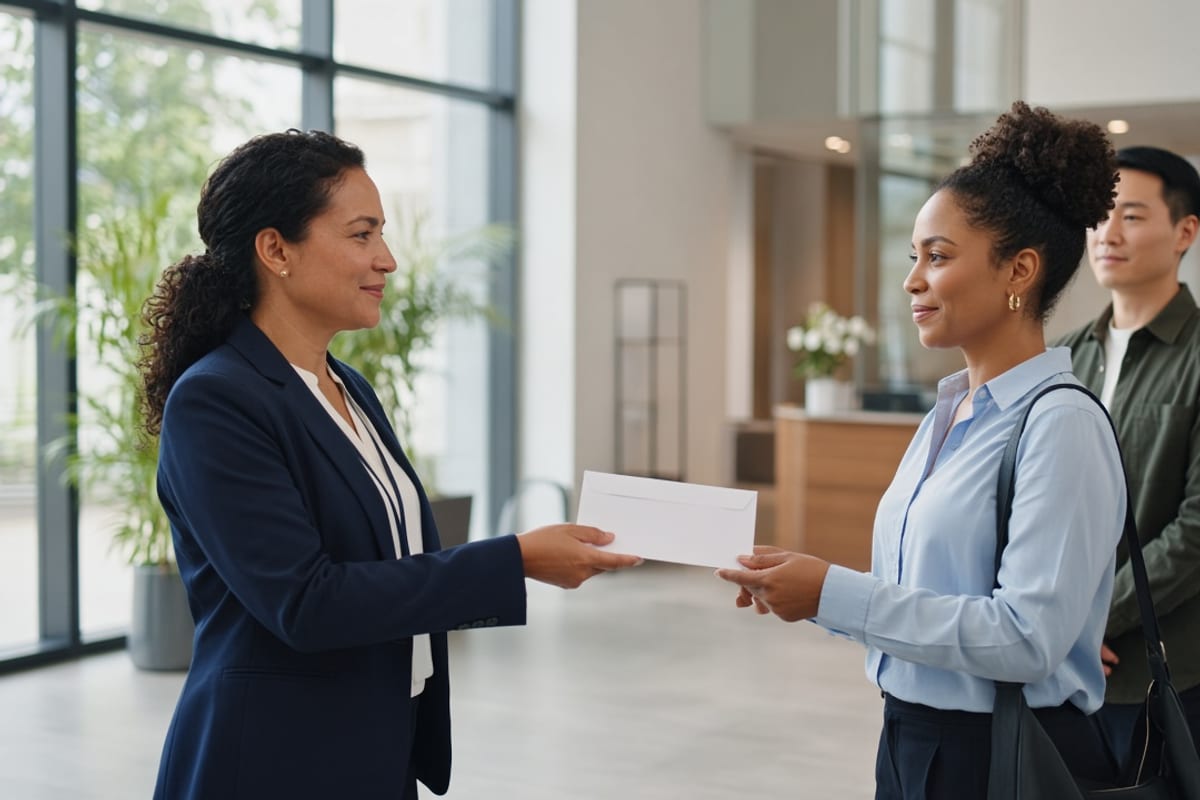 HR handing employees new insurance card envelopes after a carrier change