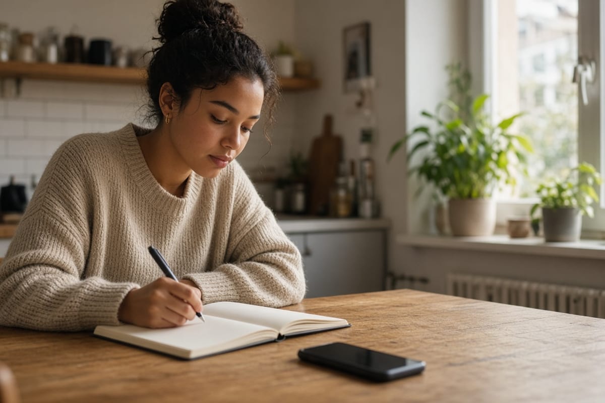 Employee planning a household budget at a kitchen table