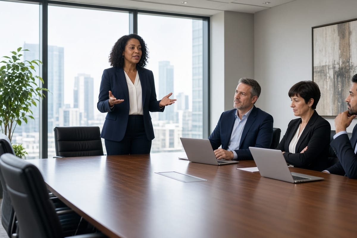 HR leader presenting benefits communication results to executives