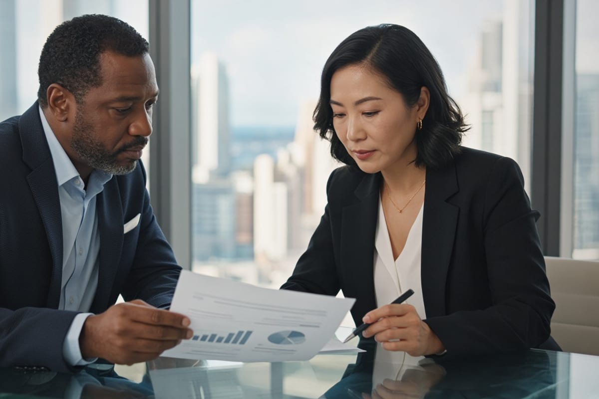 HR and finance leaders reviewing a one-page communication ROI report