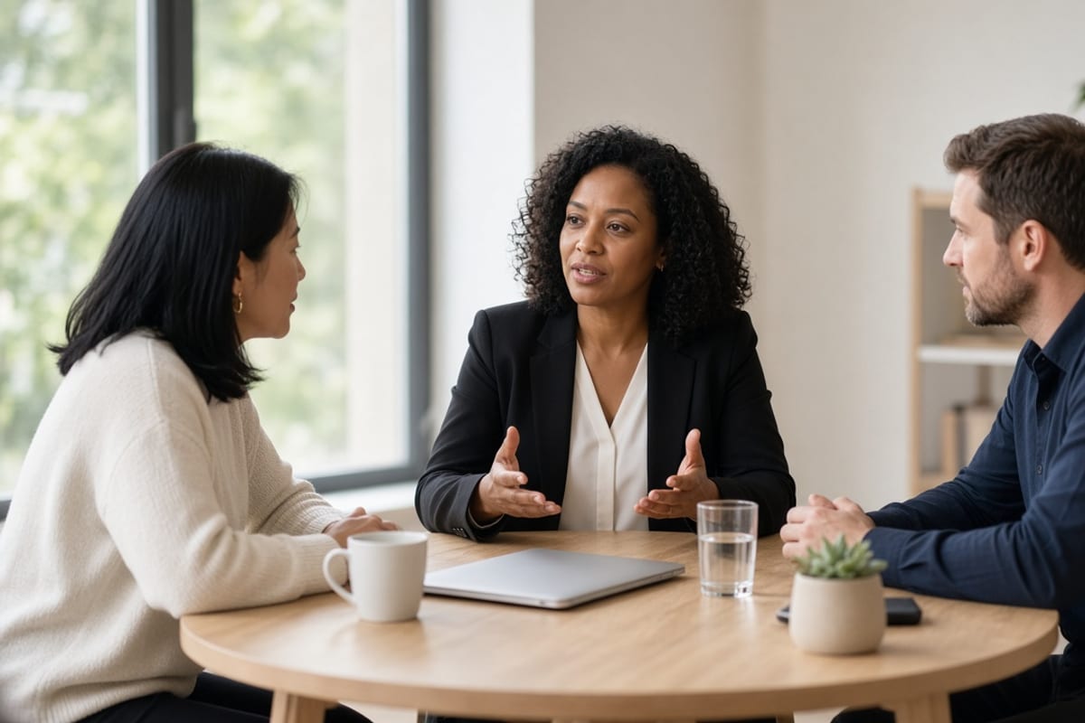 HR explaining a mid-year plan change to two employees