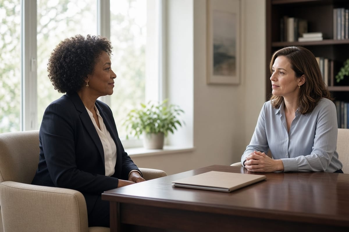 HR and an employee in a private offboarding benefits conversation