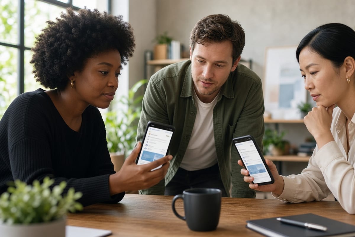 Advisory team reviewing a white-label benefits app on their phones